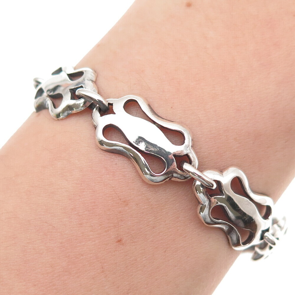925 Sterling Silver Vintage Mexico Modernist Bracelet 7"